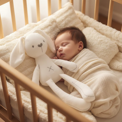 doudou lapin blanc en peluche sommeil serein - Ultra-doux