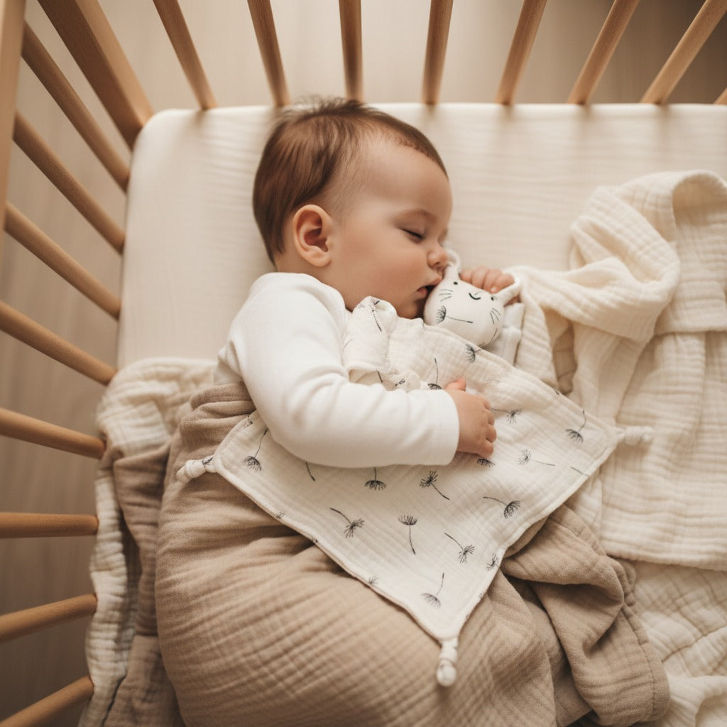 doudou lapin en coton sommeil paisible - Mousseline douce