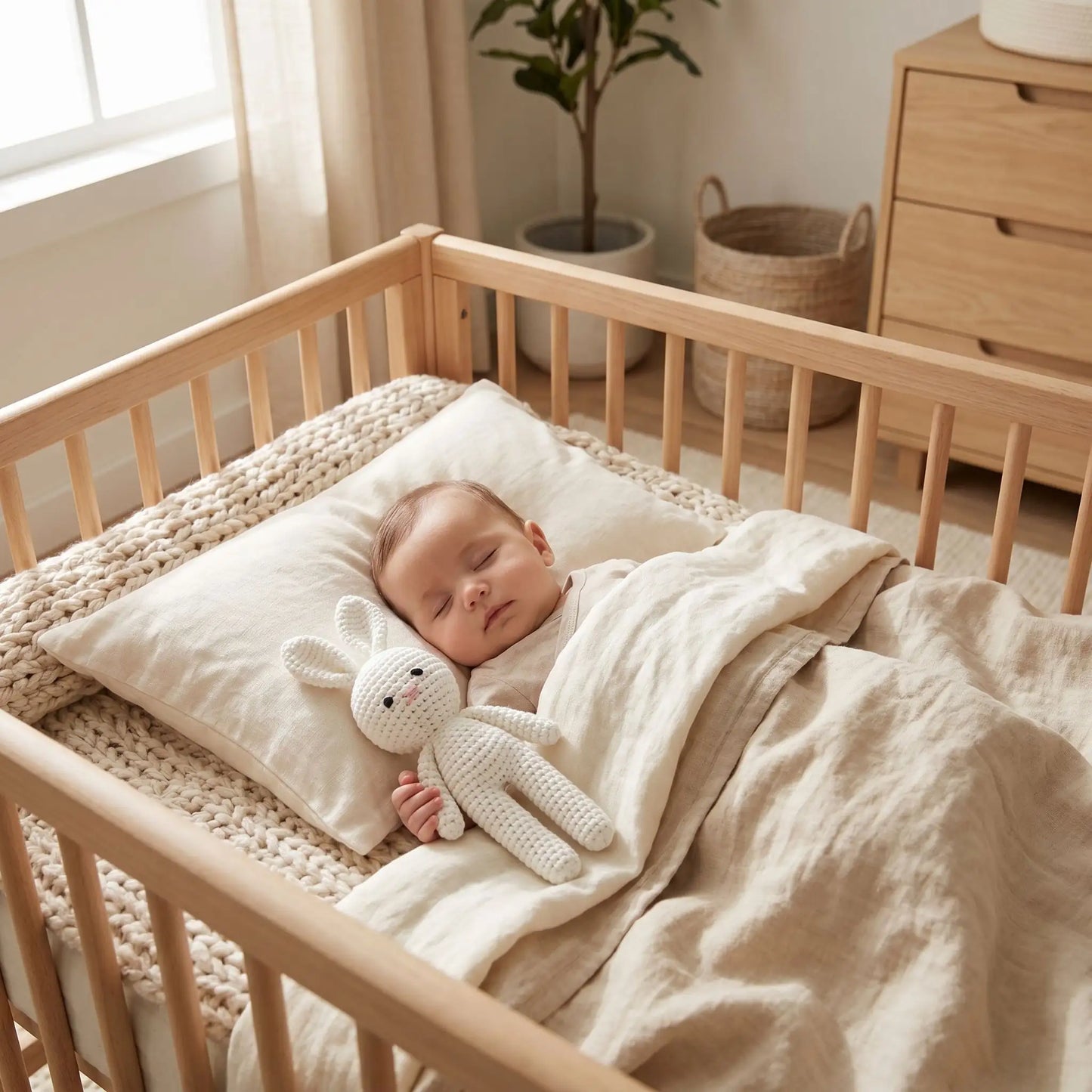 doudou lapin en crochet blanc sommeil paisible - Doux-Crochet