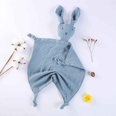 Doudou léger bleu Lapin en Mousseline