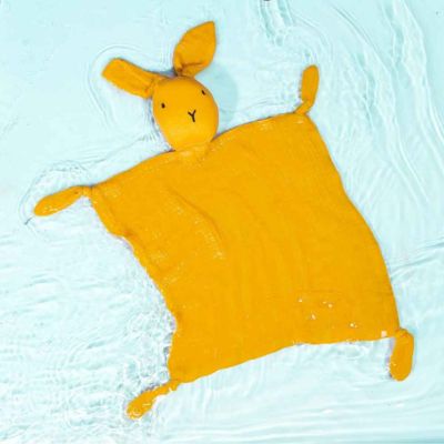 Doudou léger carré coton Lapin en Mousseline