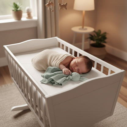 doudou plat vert pastel sommeil serein coton pastel