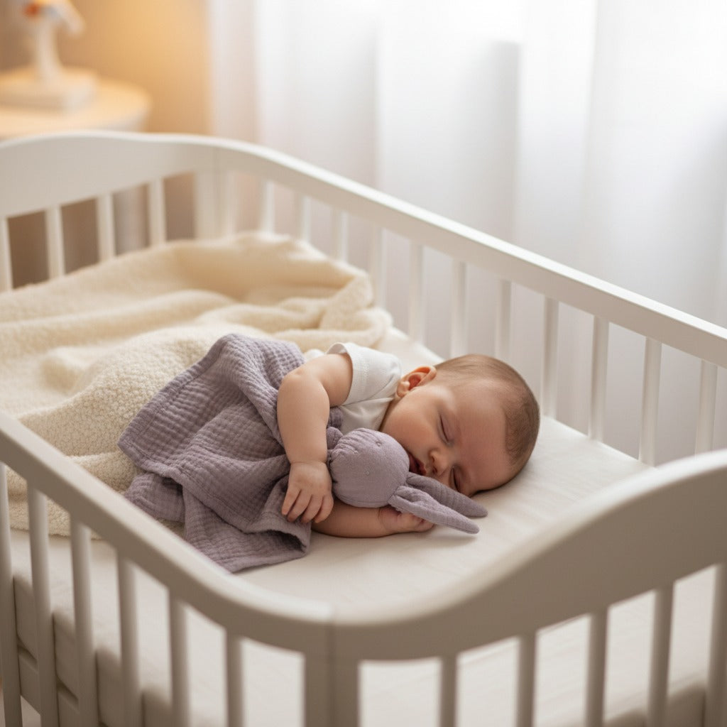 doudou plat violet sommeil paisible coton pastel
