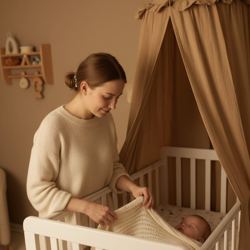 maman ajuste couverture dormir berceau Ciel de lit bébé en mousseline de coton Douceur Protectrice