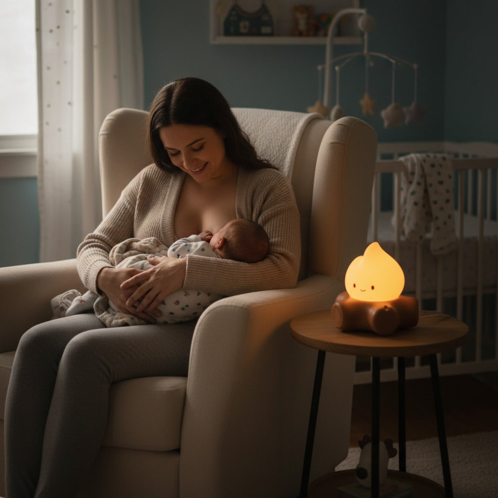 maman allaite bebe avec veilleuse bruit blanc campfire