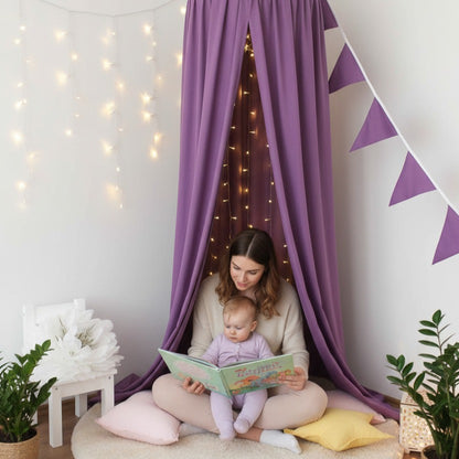 maman lit une histoire sous Voile pour lit bebe Cocon Nuit