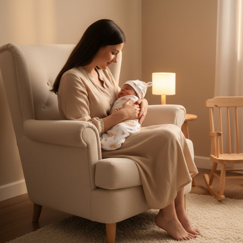maman tient bébé avec couverture pour emmaillotage Tendresse Enveloppée