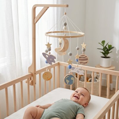 Mobile bebe avec des matériaux naturels - Douce Galaxie
