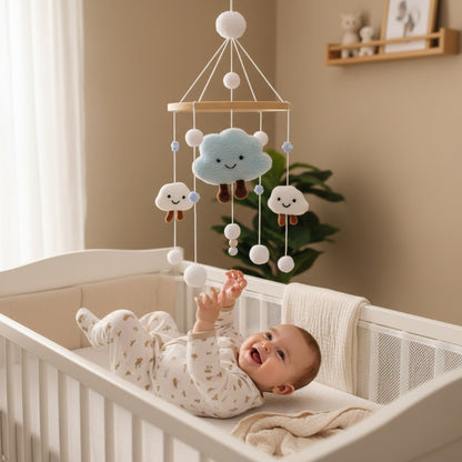 mobile bébé éveil en douceur artisanal bois naturel