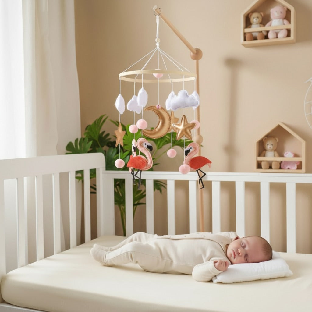 mobile bébé flamant rose sommeil serein sweetdreams