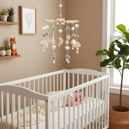 mobile bébé gris Planètes Éveil Paisible