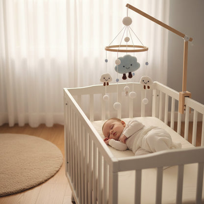 mobile bébé sommeil paisible artisanal bois naturel