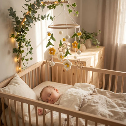 mobile bébé sommeil serein artisanal bois feutrine