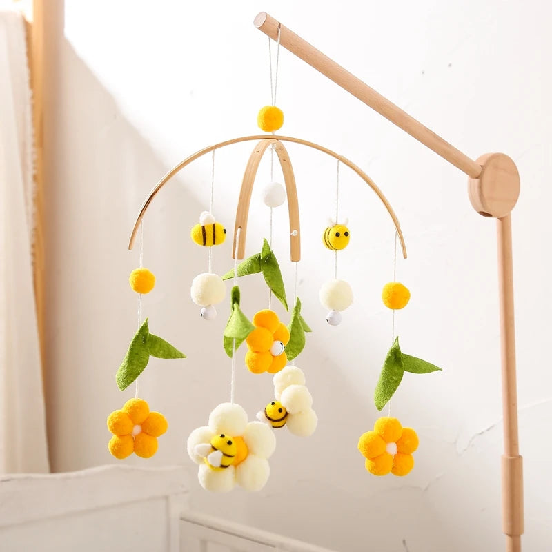 mobile lit bébé avec abeilles fleurs feuilles suspendu Éveil Naturel