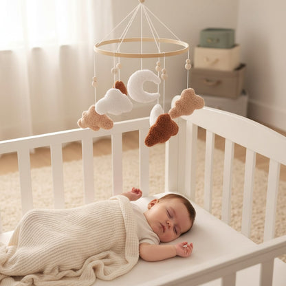 mobile musique bebe sommeil profond Nuages Marron Berceuses Apaisantes