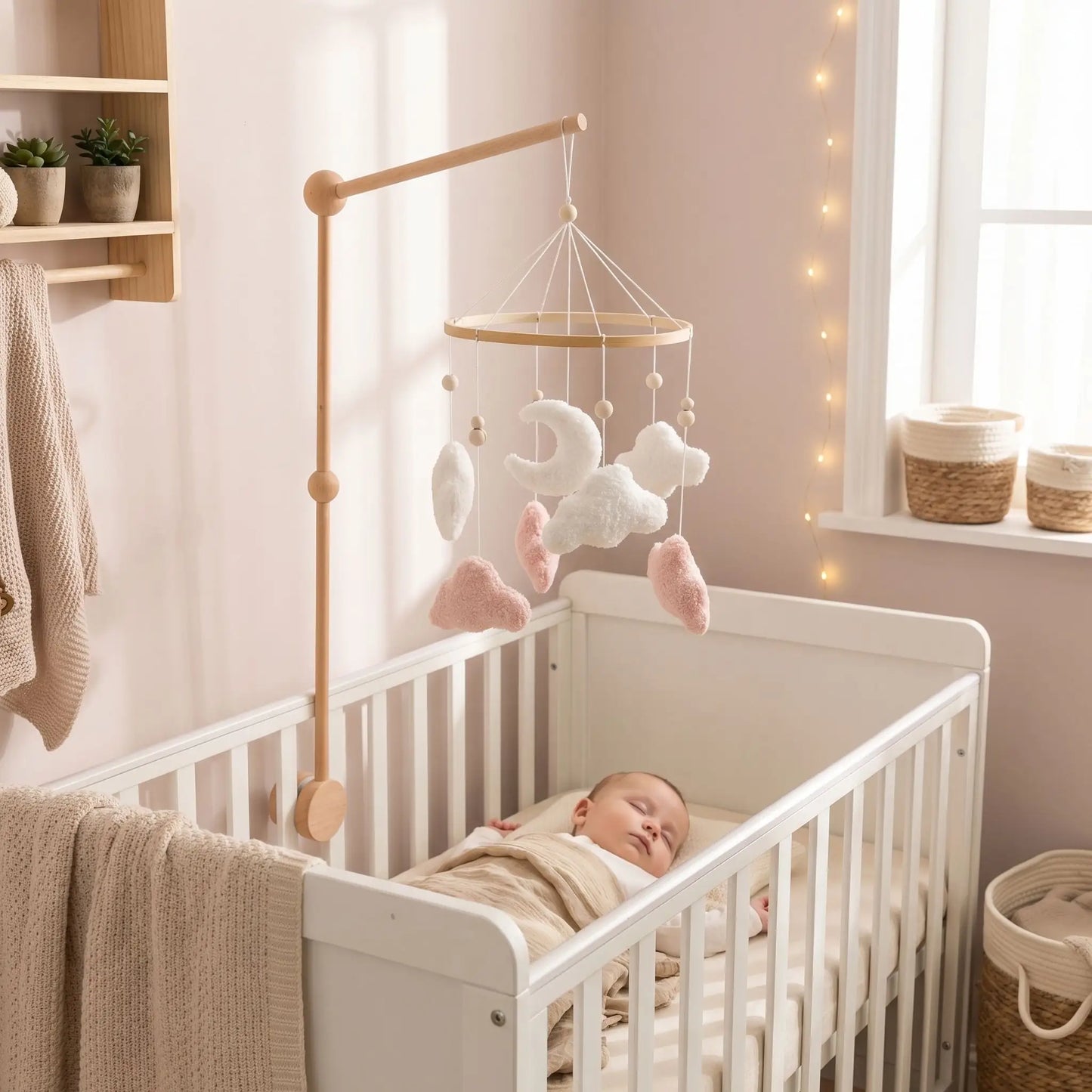 mobile pour bébé doux sommeil paisible woodencribbell nuages