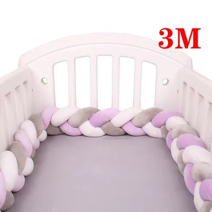 natte de lit sécurisante violet blanc gris dans berceau Tresse Protectrice en Coton