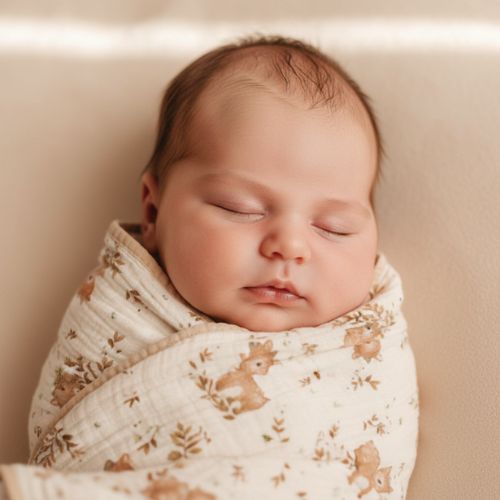 nouveau né dort paisiblement avec couverture bebe beige NuitPaisible