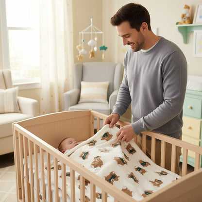 papa ajuste couverture bébé nuage de coton