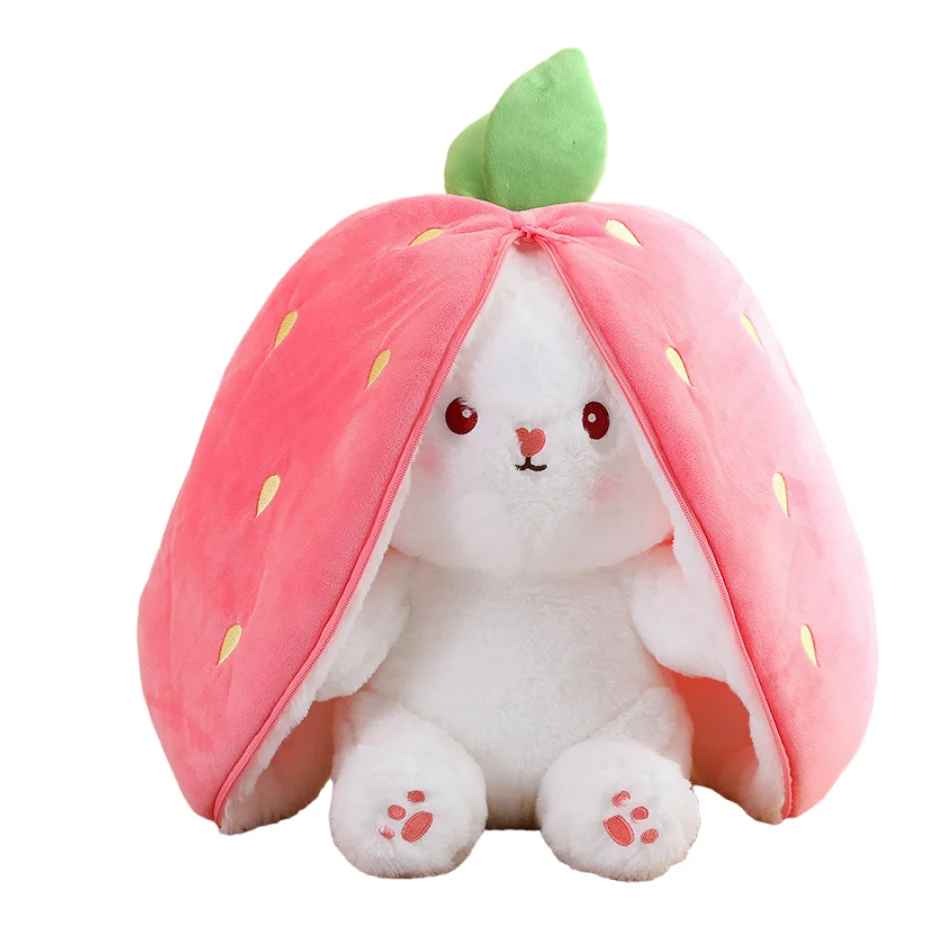 peluche lapin douce fraise Doudou Réconfortant
