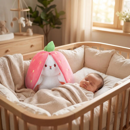 peluche lapin douce fraise sommeil paisible Doudou Réconfortant