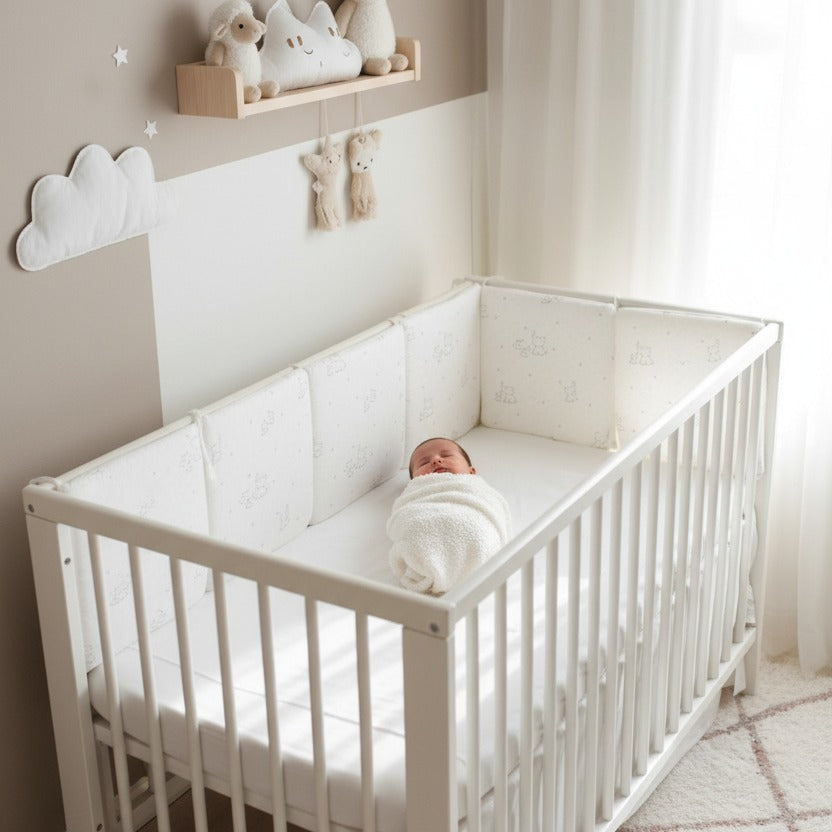 tour de lit bébé blanc sommeil sécurisé Cocon Protecteur Éléphant