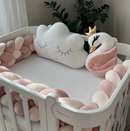 Tour de Lit Bebe - CozyKnot™ - Rose Blanc - Mon doux bébé