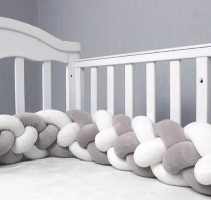 tour de lit bebe doux moelleux cozyknot blanc gris