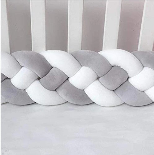 tour de lit bebe rassurant cozyknot blanc gris
