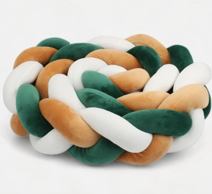 tresse de lit 3brins vert blanc  moutarde Cocon Protecteur