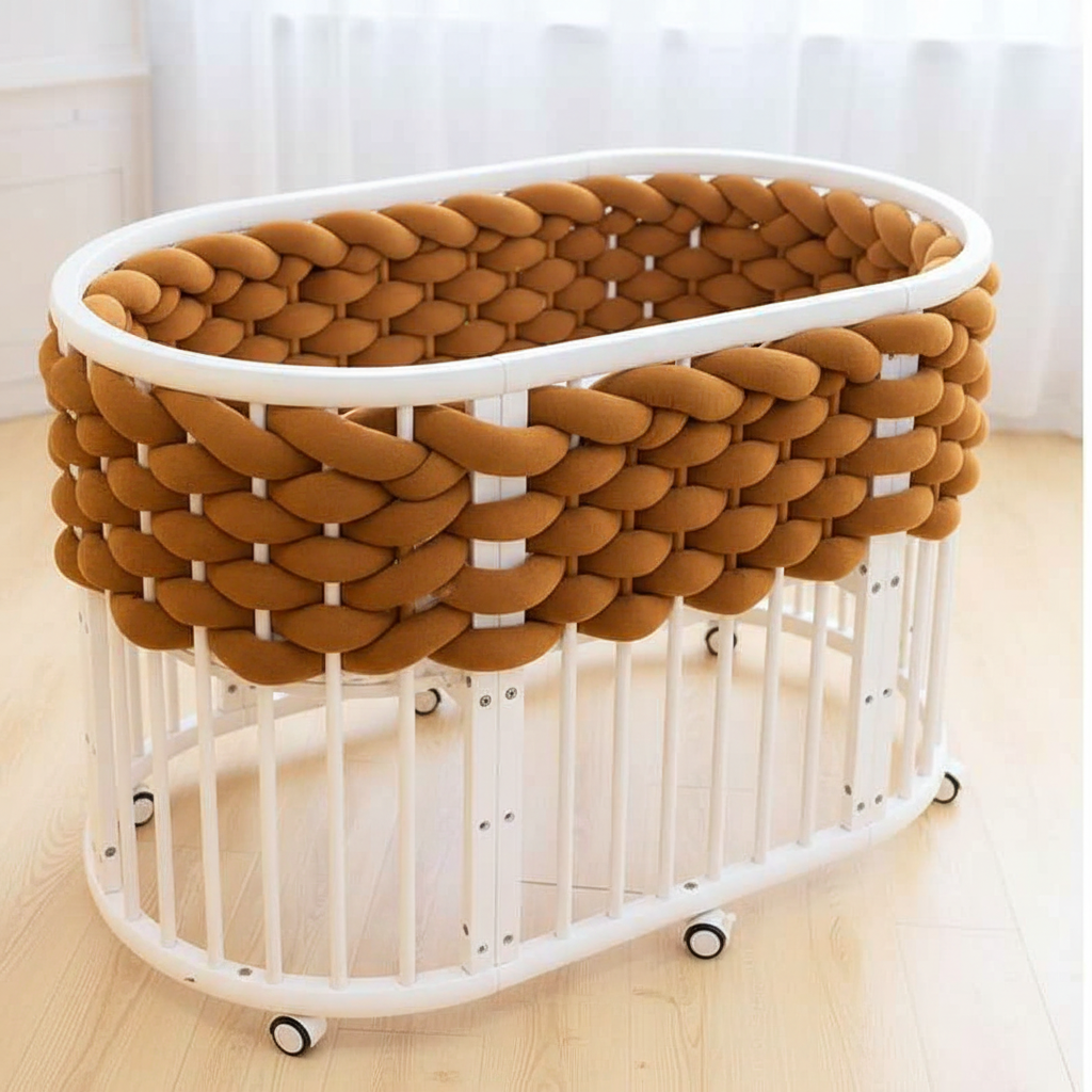 tresse de lit 5 m marron nouée autour des barreaux Coton Protection Douce