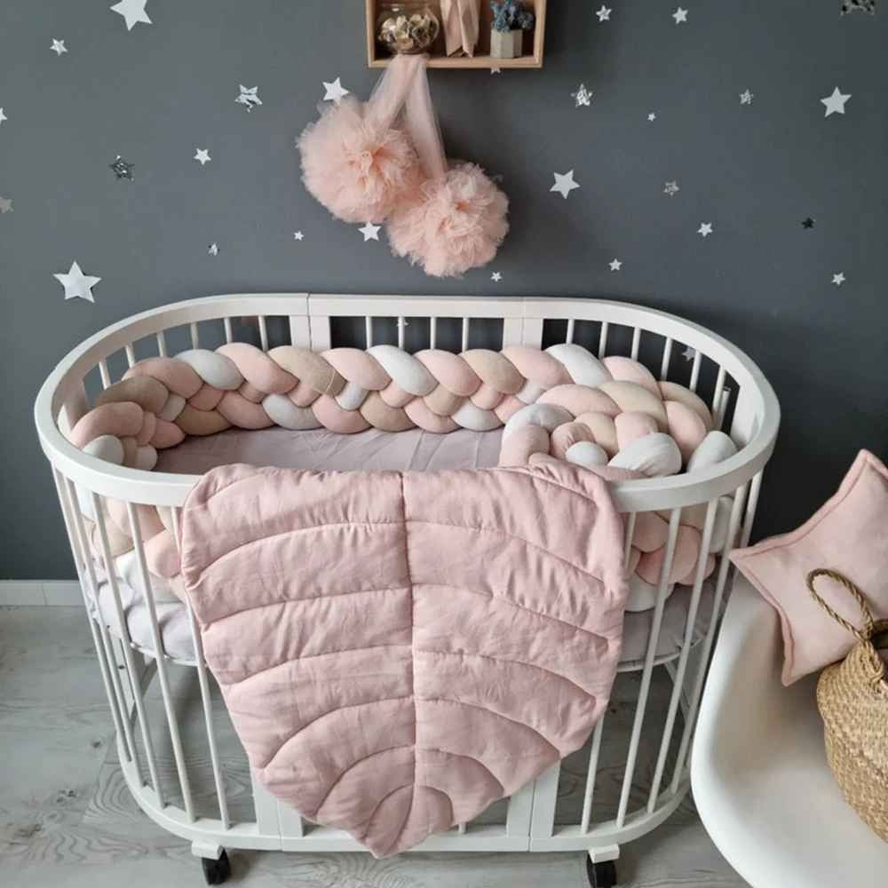 Tresse de lit bébé Blanc Rose Kaki coton dans berceau SécuriDodo