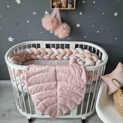 Tresse de lit bébé Blanc Rose Kaki coton dans berceau SécuriDodo