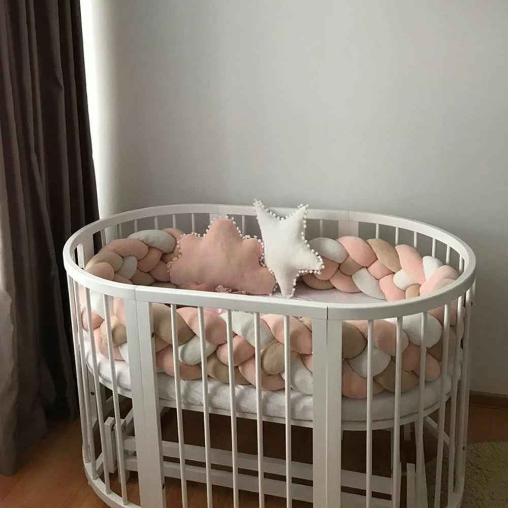 Tresse de lit bébé Blanc Rose Kaki fait tour berceau SécuriDodo