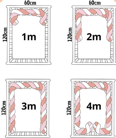 Tresse de lit bébé différentes dimensions TwistBumper Rose Cocotte