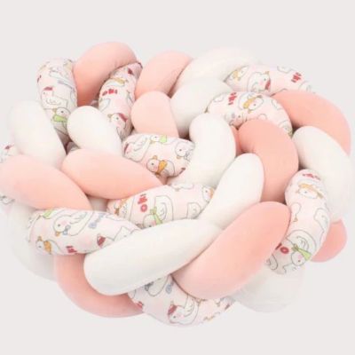 Tresse de lit bébé douce rose blanc poussins TwistBumper Rose Cocotte