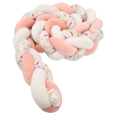 Tresse de lit bébé moelleuse rose blanc motif poussins TwistBumper Rose Cocotte