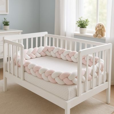 Tresse de lit douce rose blanc dans berceau NIDOO