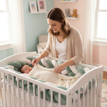 tresse de lit vert sauge cadeau naissance idéal coton apaisant