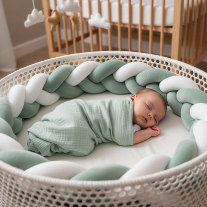 tresse de lit vert sauge cocon protecteur coton apaisant