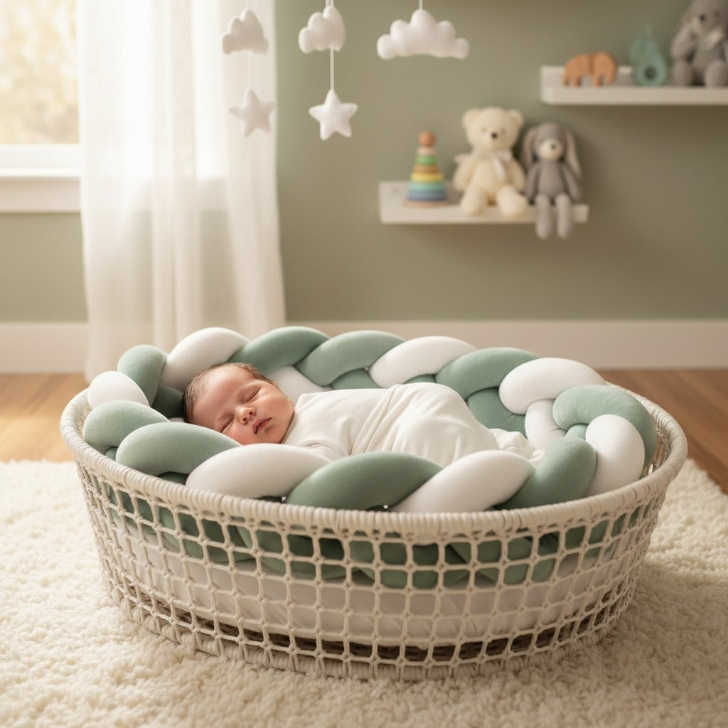 tresse de lit vert sauge cocon rassurant coton apaisant