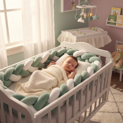 tresse de lit vert sauge premium anti chocs coton apaisant