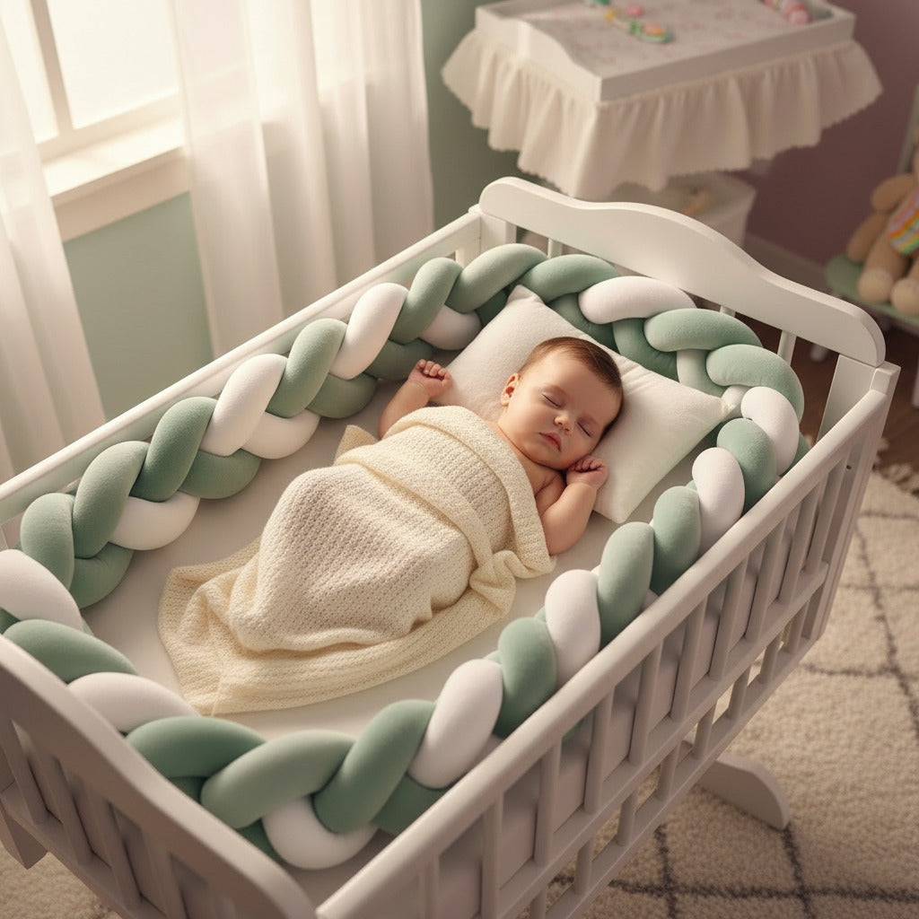 tresse de lit vert sauge sommeil continu coton  apaisant
