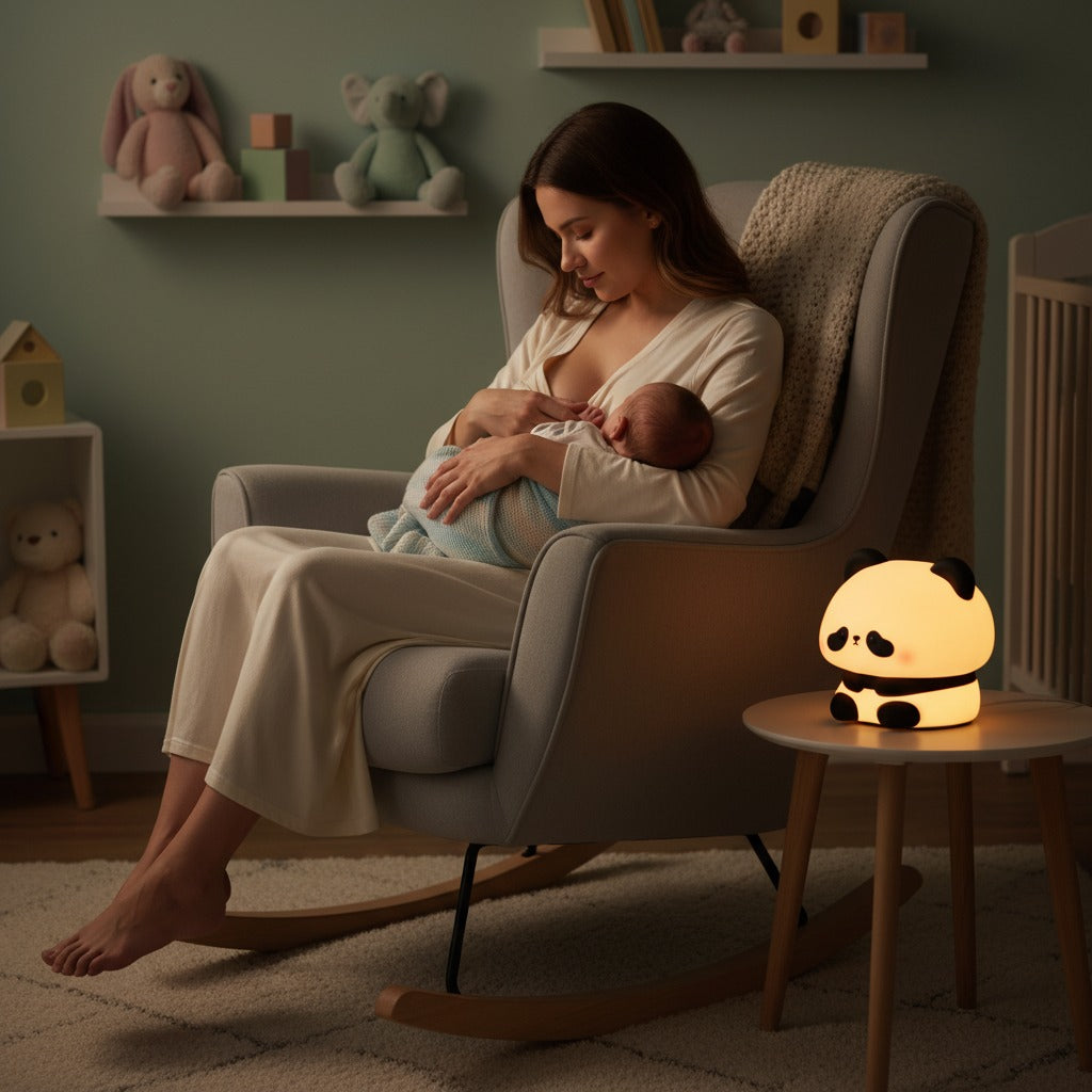 veilleuse bébé panda pratique allaitement nocturne lumière douce apaisante