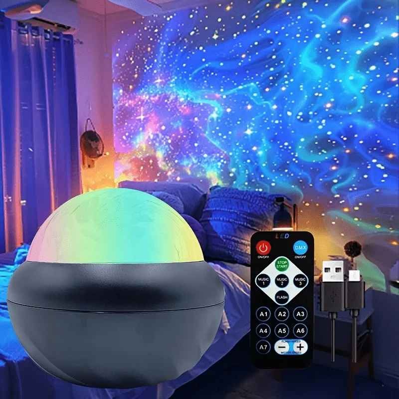 veilleuse projection noire avec télécommande - Apaisante