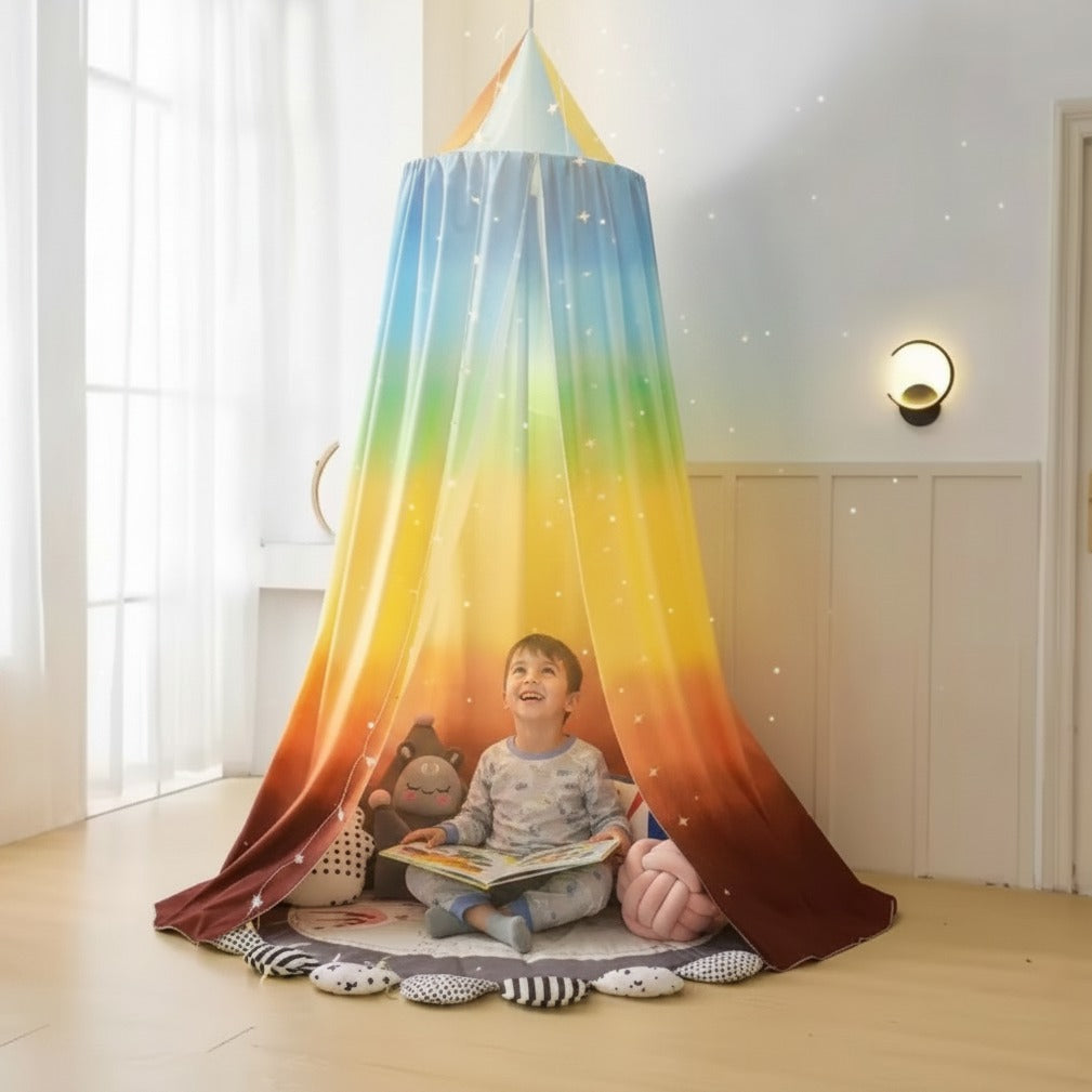 voile berceau coin lecture - arc-en-ciel nordique