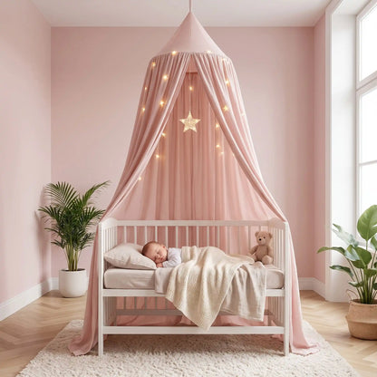 voile berceau sommeil paisible dome rose claire