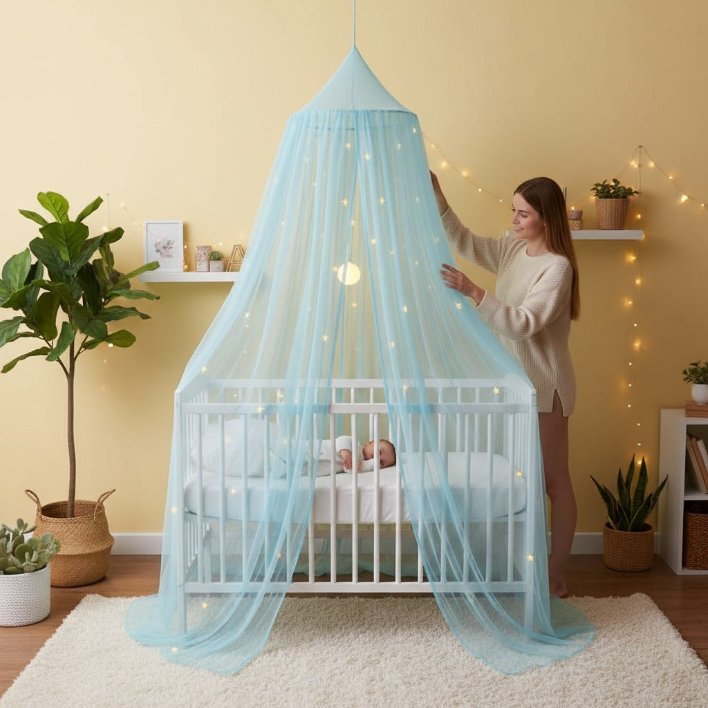 voile de lit bebe rassurant Lumineux Étoilé