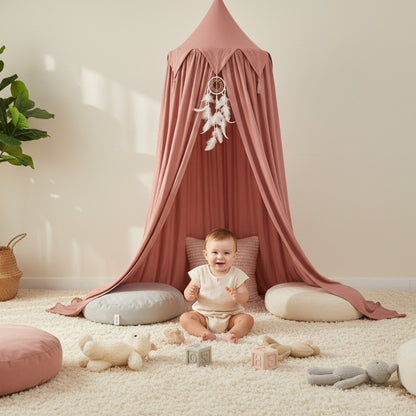 voile lit bebe coin jeu chaleureux terracotta