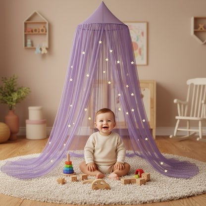 voile lit bebe coin jeux douillet mauve anti moustiques